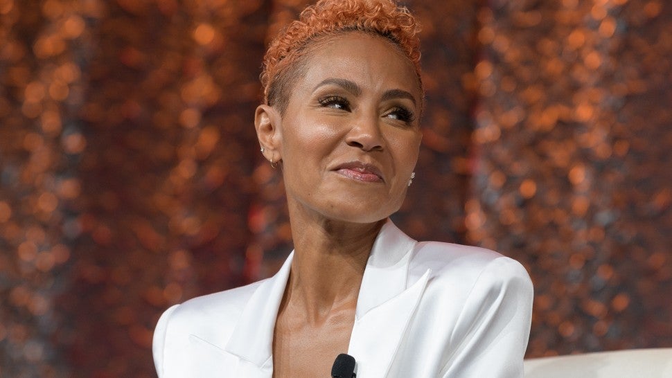 Jada Pinkett Smith speaks on stage during NATPE Miami 2020 - Facebook with Gloria, Emily and Lili Estefan at Fontainebleau Hotel on January 22, 2020 in Miami Beach, Florida. 
