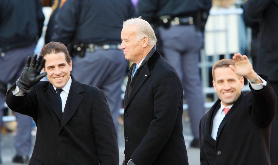 Vice-President Joe Biden and sons Hunter Biden (L) and Beau Biden walk in the Inaugural Parade January 20, 2009 in Washington, DC.