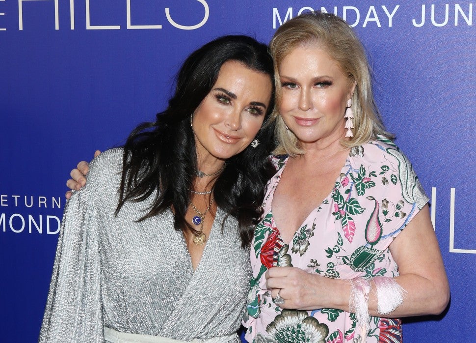 Kyle Richards and Kathy Hilton at the premiere of 'The Hills: New Beginnings' in 2019.