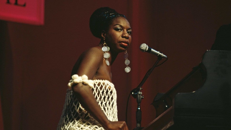 American singer, songwriter, pianist and civil rights activist Nina Simone (1933-2003) performs live on stage at Newport Jazz Festival in Newport, Rhode Island, United States on 4th July 1968. David Redfern Premium Collection.