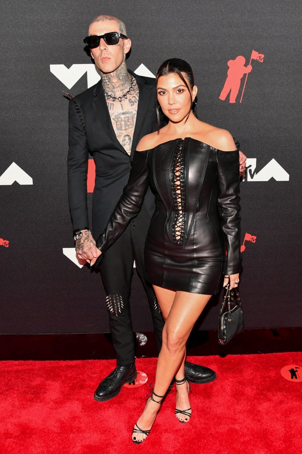 Travis Barker and Kourtney Kardashian at the 2021 MTV Video Music Awards 