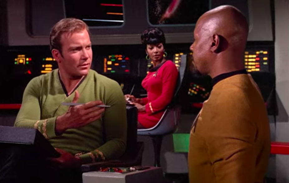 William Shatner and Avery Brooks come face to face in 'Star Trek.'