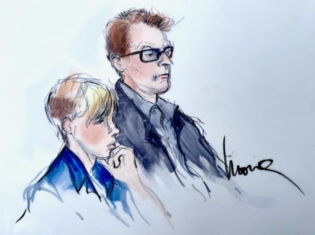 Anne Heche's ex, James Tupper is see in court sketches beside their son, Atlas