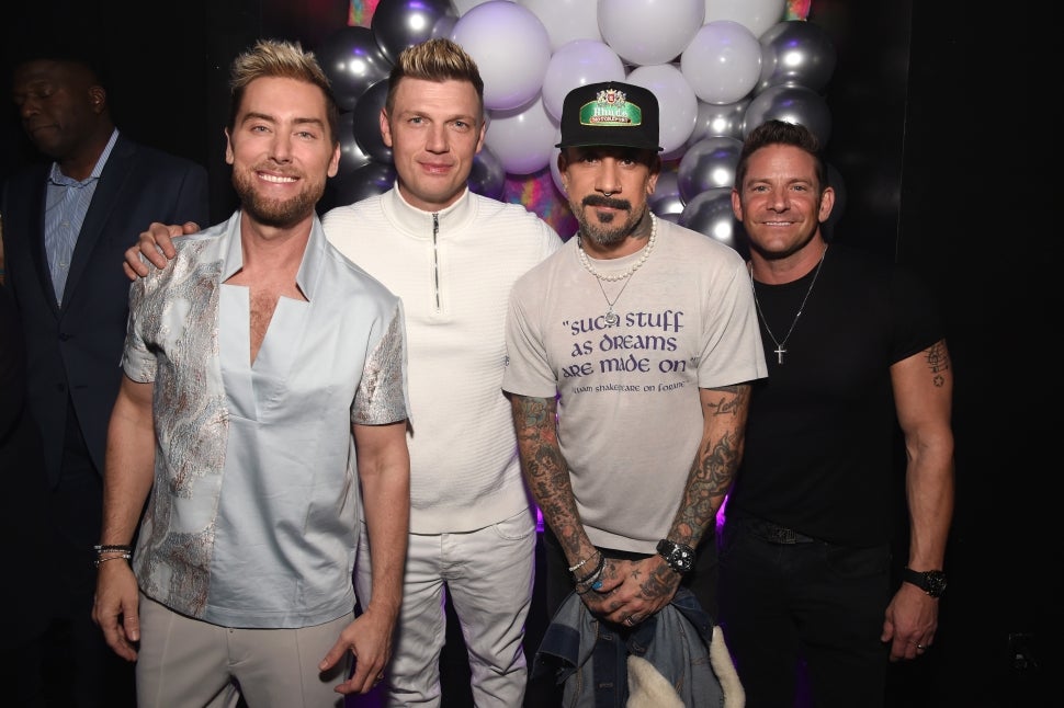 Lance Bass, Nick Carter, AJ McLean, JoJo Wright and Jeff Timmons attend Songs For Tomorrow: A Benefit Concert