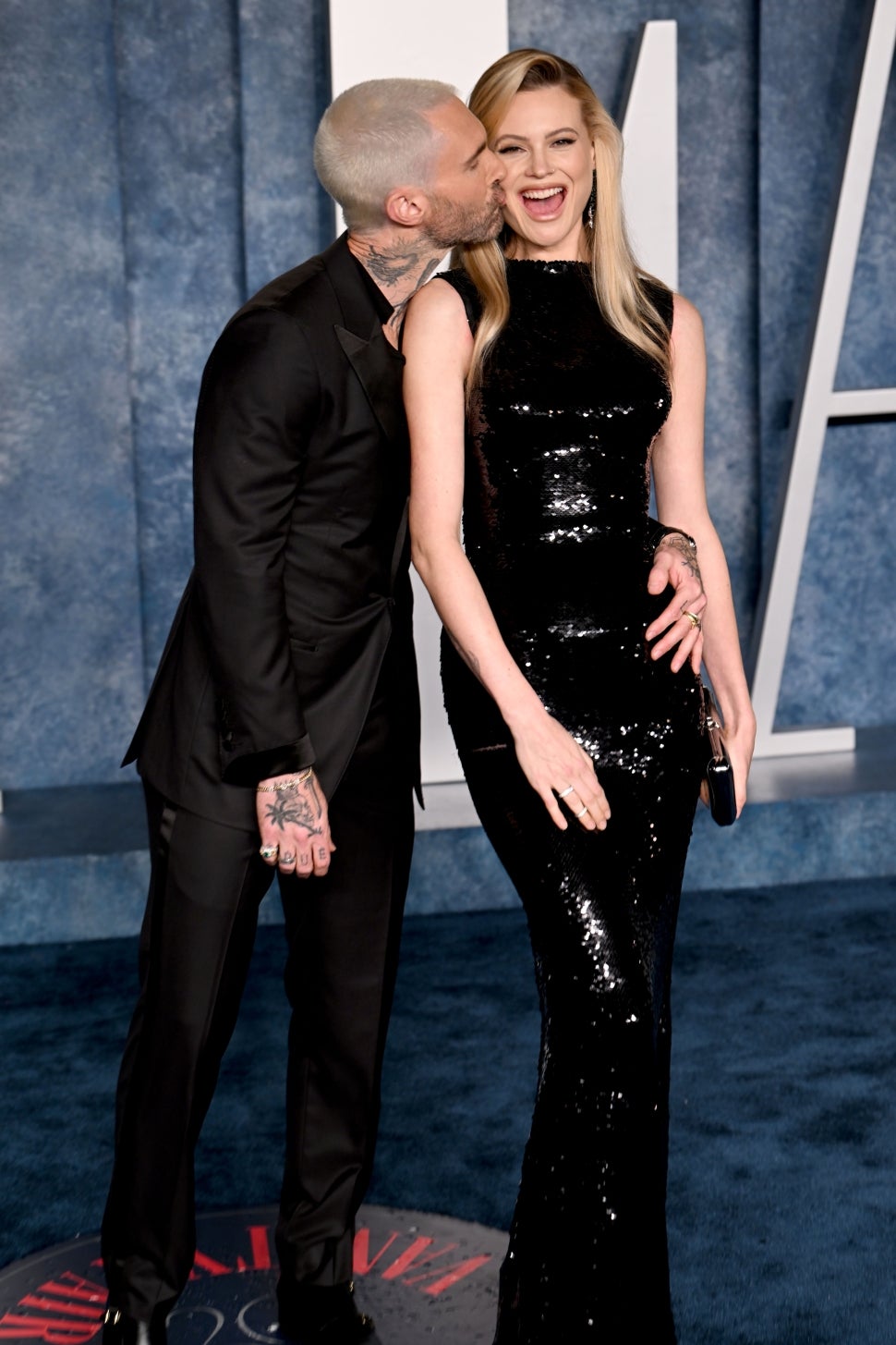 Adam Levine and Behati Prinsloo attend Vanity Fair Oscars Party