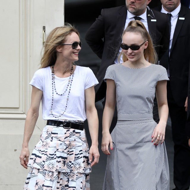Vanessa Paradis and her daughter Lily-Rose Depp attend the Chanel Haute Couture Fall Winter 2018/2019 show as part of Paris Fashion Week on July 3, 2018 in Paris, France. 