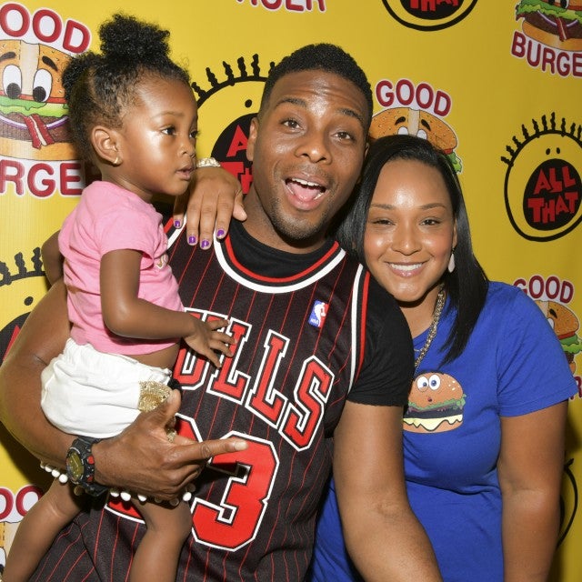 Kel Mitchell with wife and daughter at Nickelodeon's "Good Burger" pop-up diner