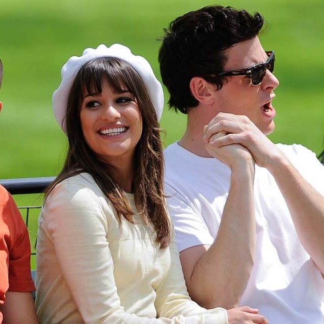 Mark Salling, Lea Michele, Cory Monteith, and Naya Rivera film a scene at the "Glee" set in Central Park on April 26, 2011 in New York City. 