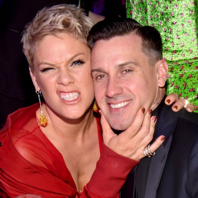 pink and carey hart at 2017 grammy party