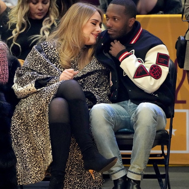 Adele and Rich Paul sit courtside at the NBA All-Star Game.