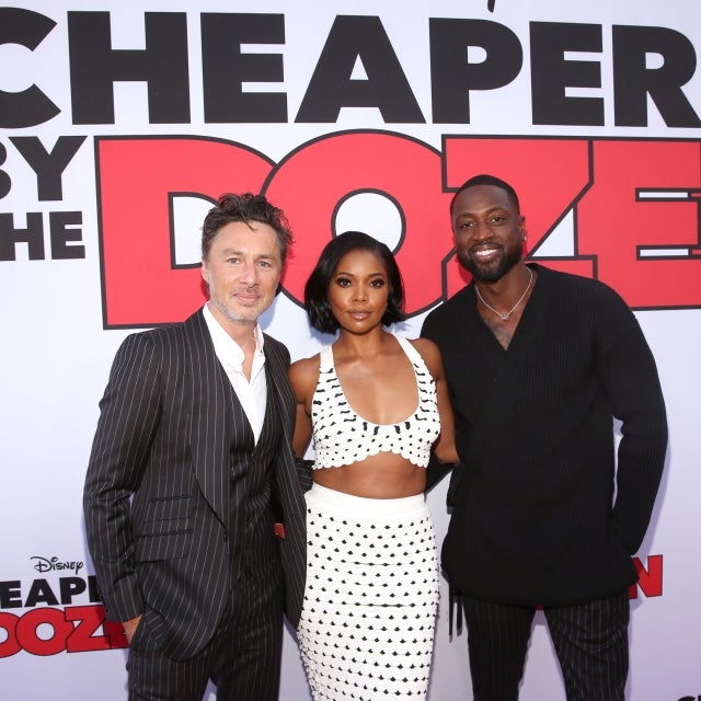 Zach Braff, Gabrielle Union and Dwyane Wade attend the World Premiere of "Cheaper By the Dozen" at El Capitan Theatre in Hollywood, California on March 16, 2022