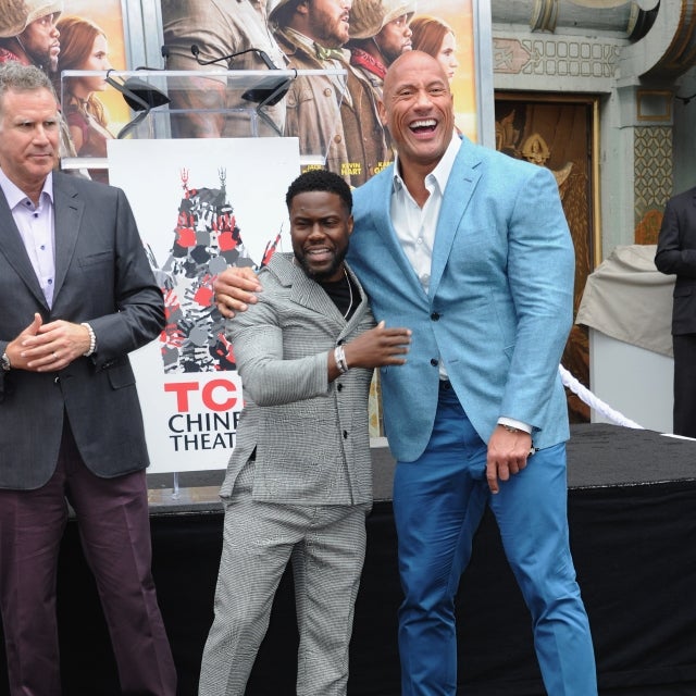 Kevin Hart with Dwayne Johnson Hand And Footprint Ceremony At the TCL Chinese Theatre IMAX