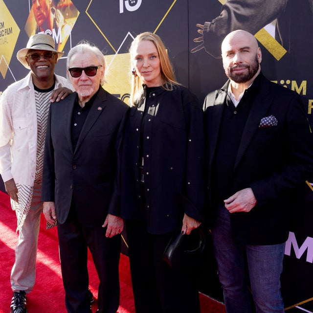 'Pulp Fiction' cast members Samuel L Jackson, Harvey Keitel, Uma Thurman and John Travolta reunite at night one of the TCM Classic Film Festival